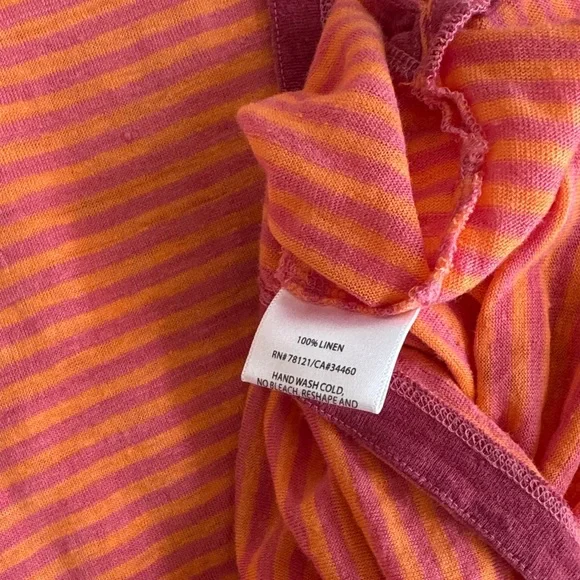Eileen Fisher Coral and Pink Linen Striped Tunic - Picture 4 of 5